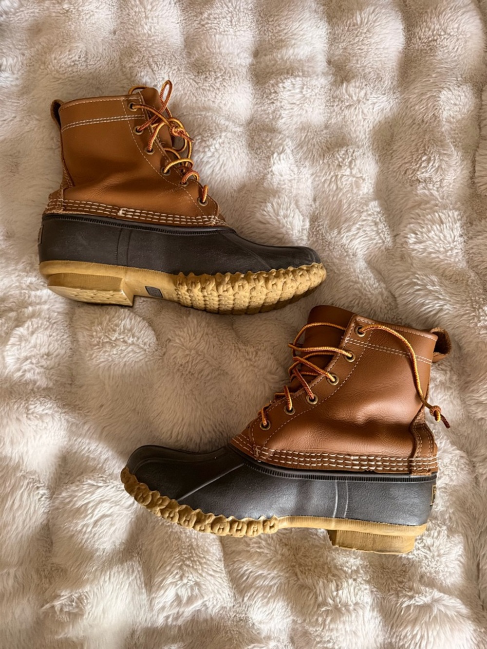 L.L. Bean Brown and Black Lace-Up Duck Bean Boots